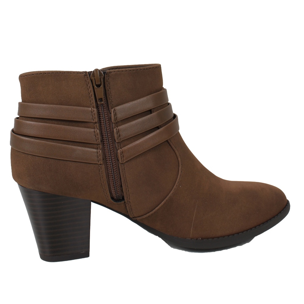 Brown Criss Cross Straps Ankle Bootie Size 9 - Picture 3 of 5